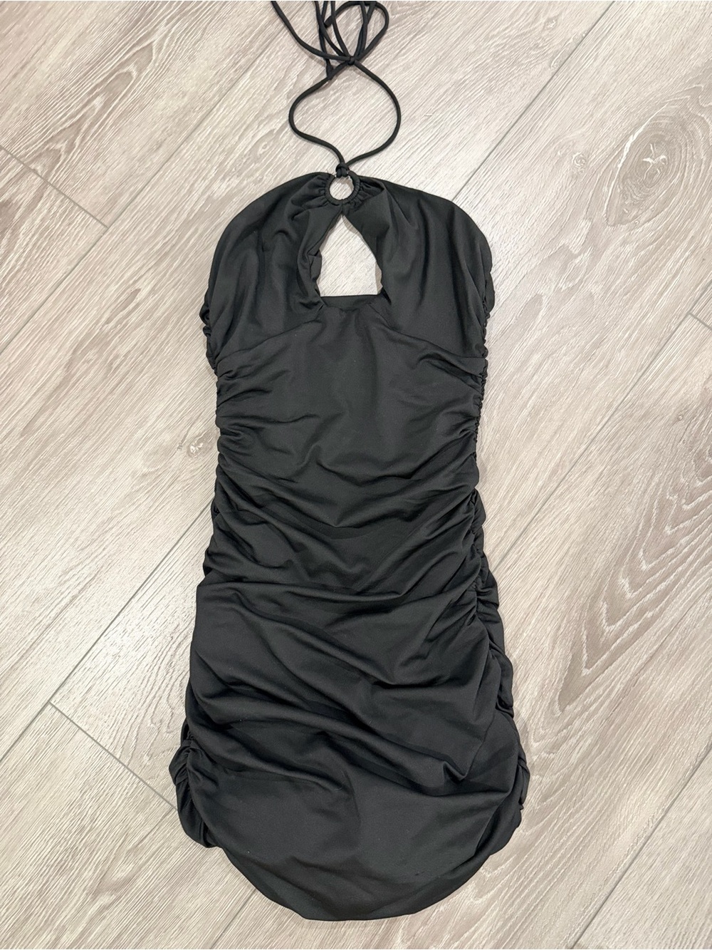 Princess Polly Black Ruched Halter Mini Dress